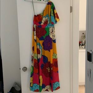 Farm Rio one shoulder maxi dress